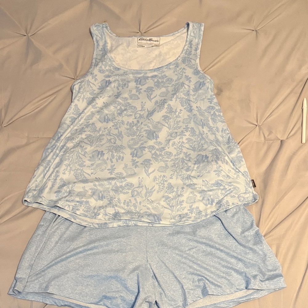 Eddie Bauer Light Blue Floral Pajama Set
